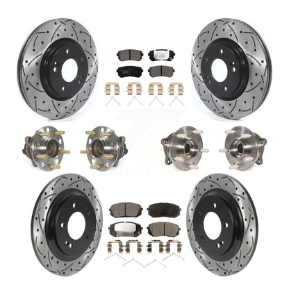 Hub Bearing Coated Disc Brake Rotor And Pad Front Rear Kit (10Pc) For Kia Optima