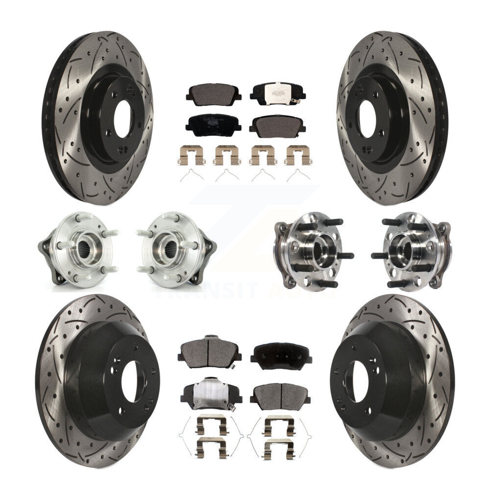 Hub Bearing Coated Brake Rotor Pad Front Rear Kit For Hyundai Santa Fe Sport AWD