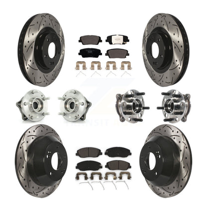 Hub Bearing Coated Brake Rotor Pad Front Rear Kit (10Pc) For Hyundai Santa Fe XL