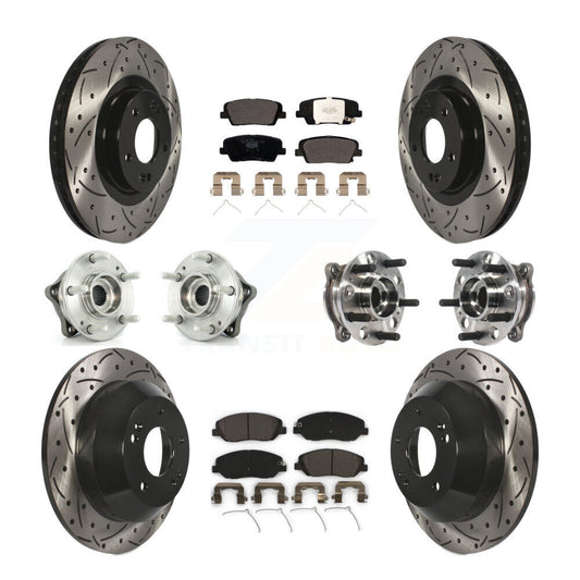 Hub Bearing Coated Brake Rotor Pad Front Rear Kit (10Pc) For Hyundai Santa Fe XL