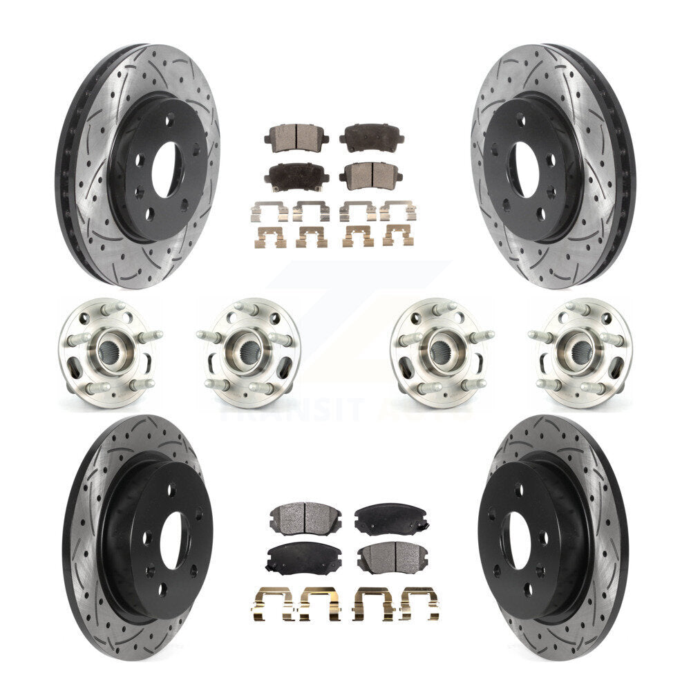 Hub Bearing Coated Brake Rotor & Pads Front Rear Kit (10Pc) For Chevrolet Malibu