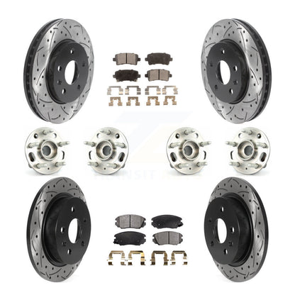 Hub Bearing Coated Brake Rotor & Pads Front Rear Kit (10Pc) For Chevrolet Malibu