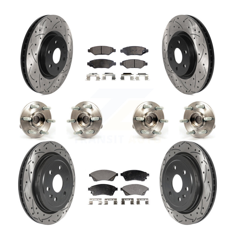 Hub Bearing Coated Brake Rotor & Pad Front Rear Kit (10Pc) For Cadillac SRX Saab