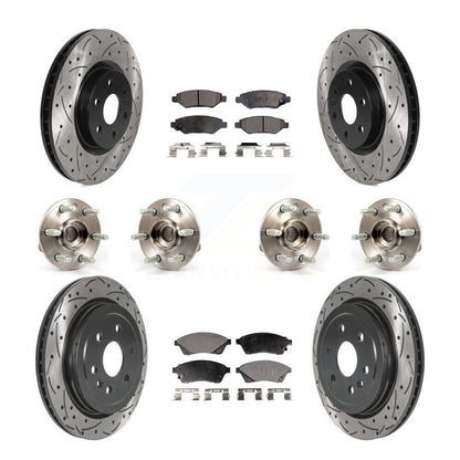 Hub Bearing Coated Brake Rotor & Pad Front Rear Kit (10Pc) For Cadillac SRX Saab