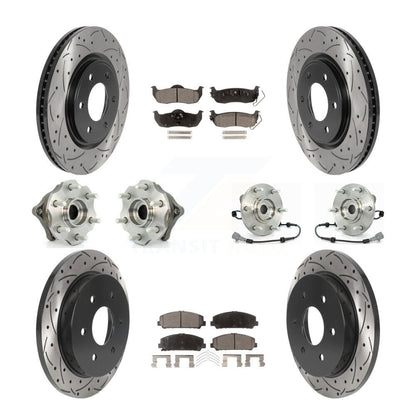 Hub Bearing Coated Disc Brake Rotor Pads Front Rear Kit (10Pc) For Nissan Armada
