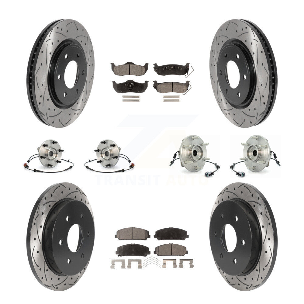 Hub Bearing Coated Disc Brake Rotor Pads Front Rear Kit (10Pc) For INFINITI QX56
