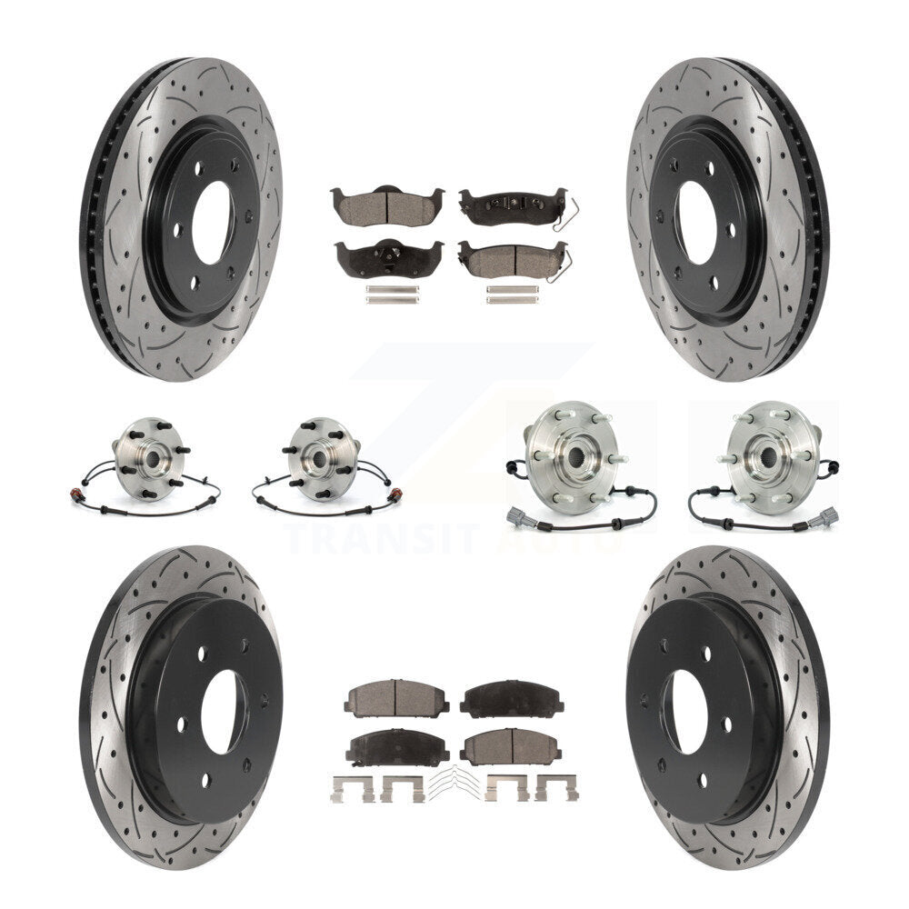 Hub Bearing Coated Brake Rotor Pads Front Rear Kit (10Pc) For Nissan Armada QX56