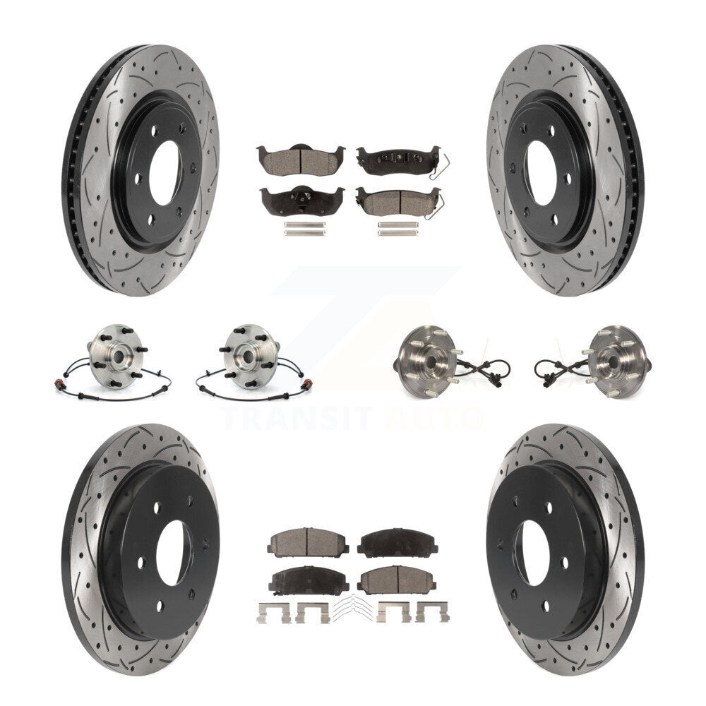 Hub Bearing Coated Disc Brake Rotor Pads Front Rear Kit (10Pc) For Nissan Armada