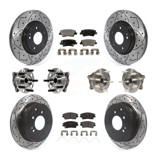 Hub Bearing Coated Brake Rotor Pads Front Rear Kit (10Pc) For Hyundai Tucson Kia