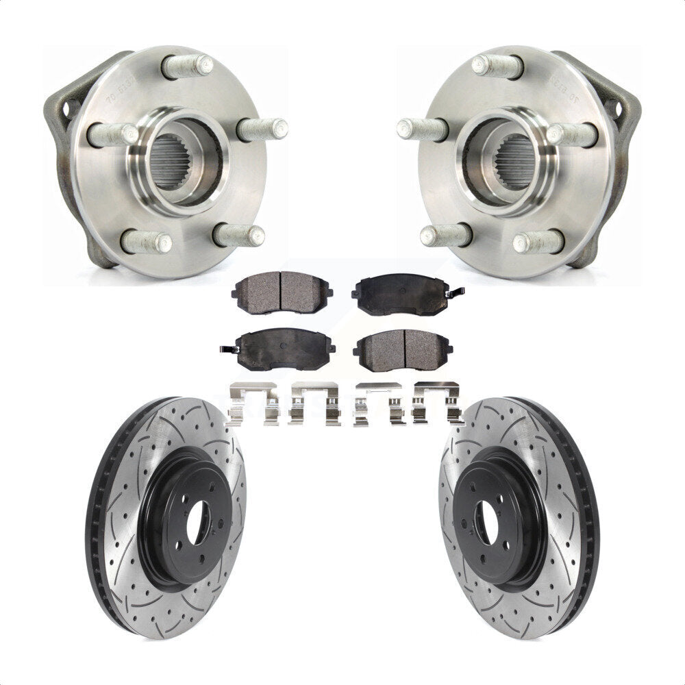Hub Bearing Assembly Coat Drill Slot Brake Rotor Pad Front Kit For Subaru Legacy