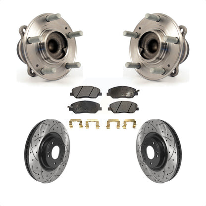 Hub Bearing Drilled Slot Brake Rotor Pad Front Kit For 2012 Hyundai Genesis 3.8L