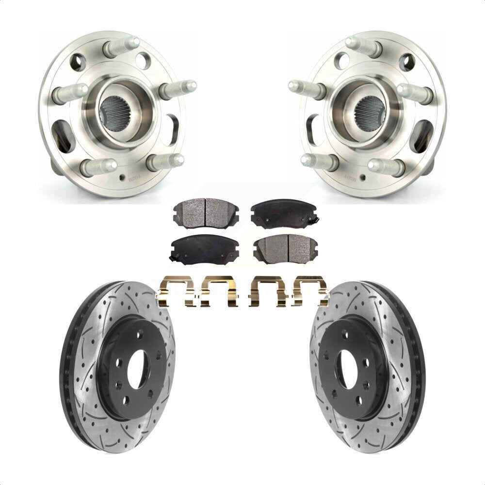 Hub Bearing Coat Drill Slot Brake Rotor Pad Front Kit For Chevrolet Malibu Buick