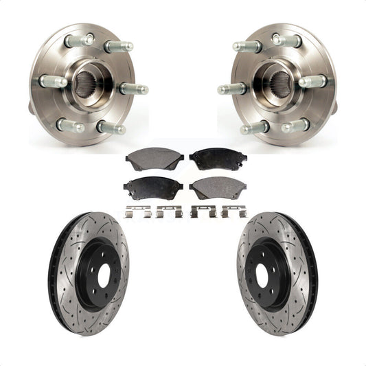Hub Bearing Coat Drill Slot Brake Rotor Pad Front Kit For Cadillac SRX Saab 9-4X