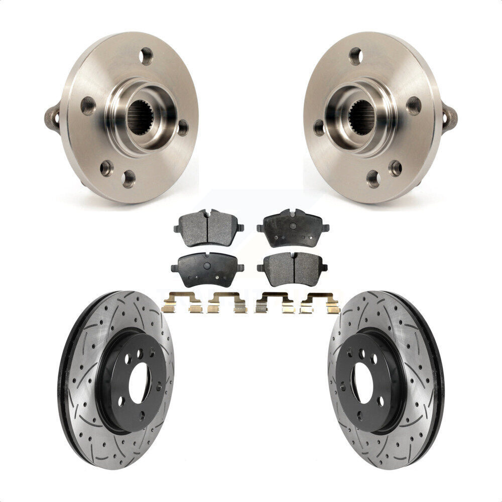 Hub Bearing Drill Slot Brake Rotor Pads Front Kit For 2014-2015 Mini Cooper 1.6L