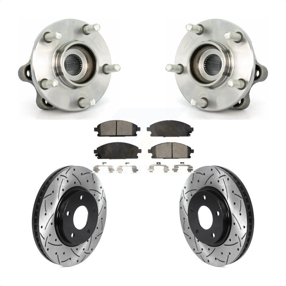 Hub Bearing Coat Drill Slot Brake Rotor Pad Front Kit For 2004-2009 Nissan Quest