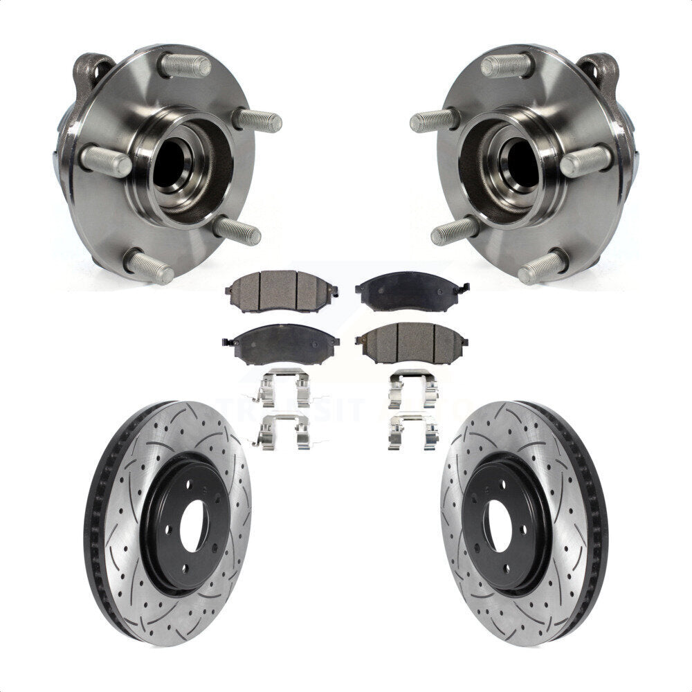 Hub Bearing Coat Drill Slot Brake Rotor Pad Front Kit For INFINITI FX35 FX37 RWD