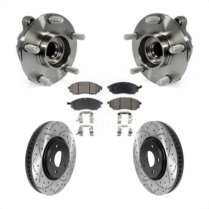 Hub Bearing Coat Drill Slot Brake Rotor Pad Front Kit For INFINITI FX35 FX37 RWD