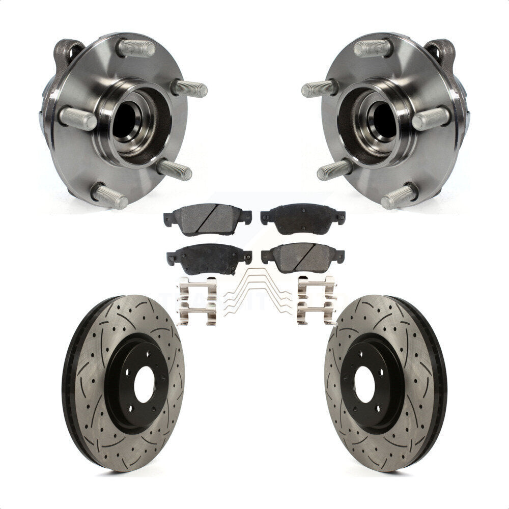 Hub Bearing Coated Drill Slot Brake Rotor Pad Front Kit For INFINITI G37 G35 Q60