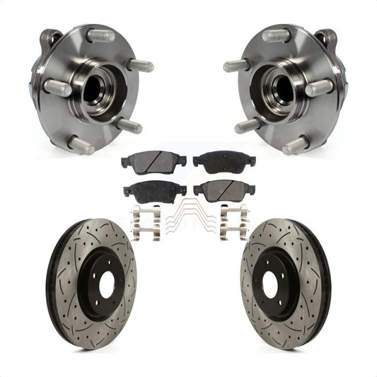 Hub Bearing Coated Drill Slot Brake Rotor Pad Front Kit For INFINITI G37 G35 Q60