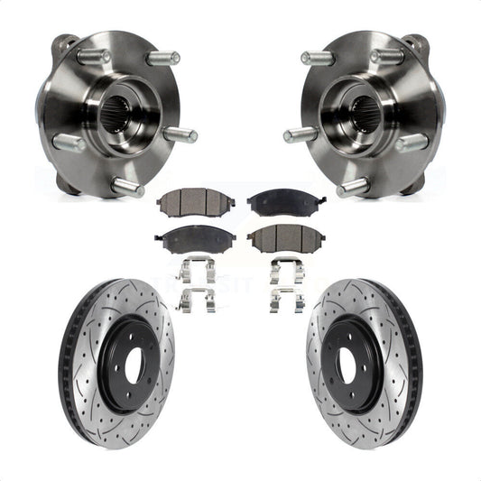 Hub Bearing Drilled Slot Brake Rotor & Pad Front Kit For INFINITI FX35 FX37 FX45