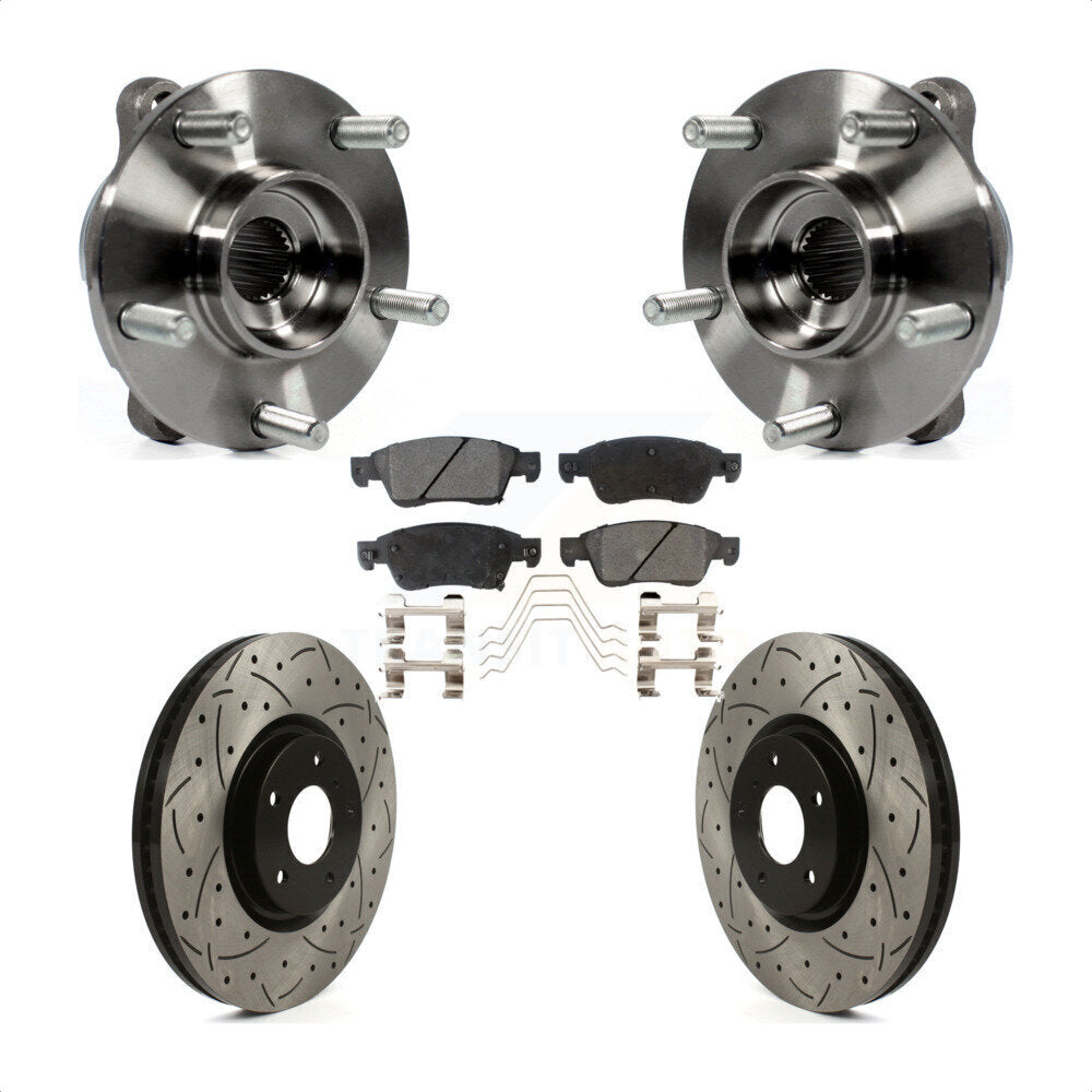 Hub Bearing Assembly Drilled Slot Brake Rotor Pad Front Kit For INFINITI G35 Q60