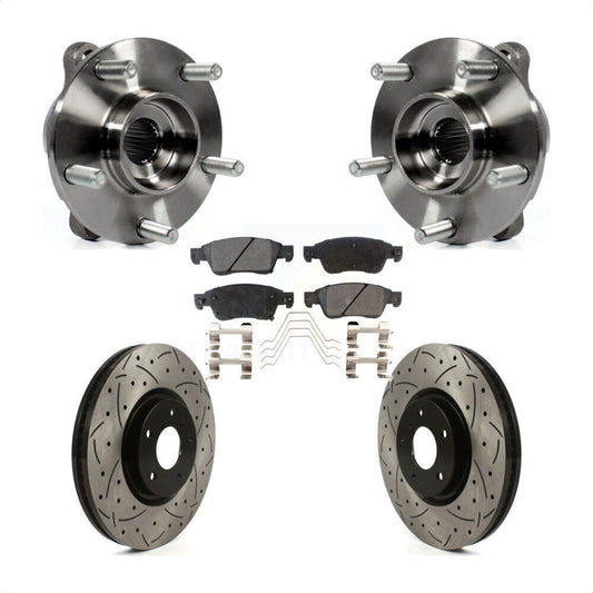 Hub Bearing Assembly Drilled Slot Brake Rotor Pad Front Kit For INFINITI G35 Q60