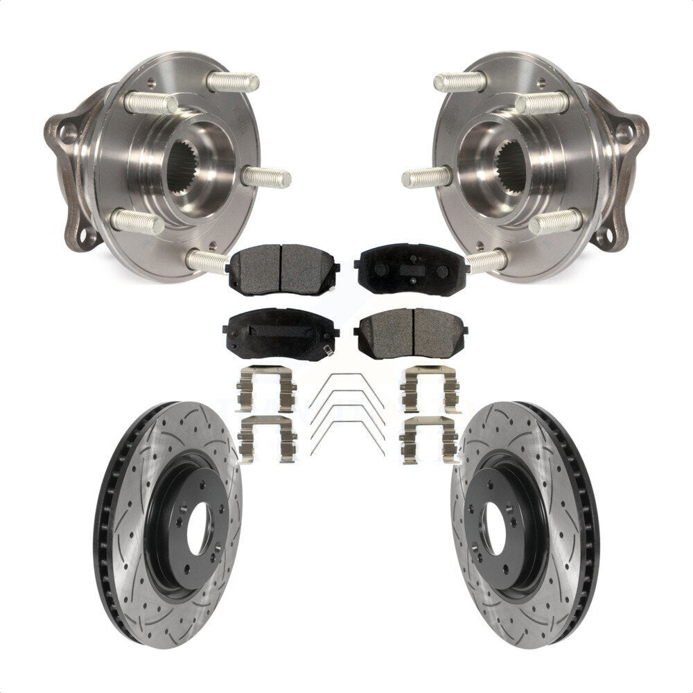 Hub Bearing Drilled Slot Brake Rotor Pad Front Kit For Hyundai Sonata Kia Optima