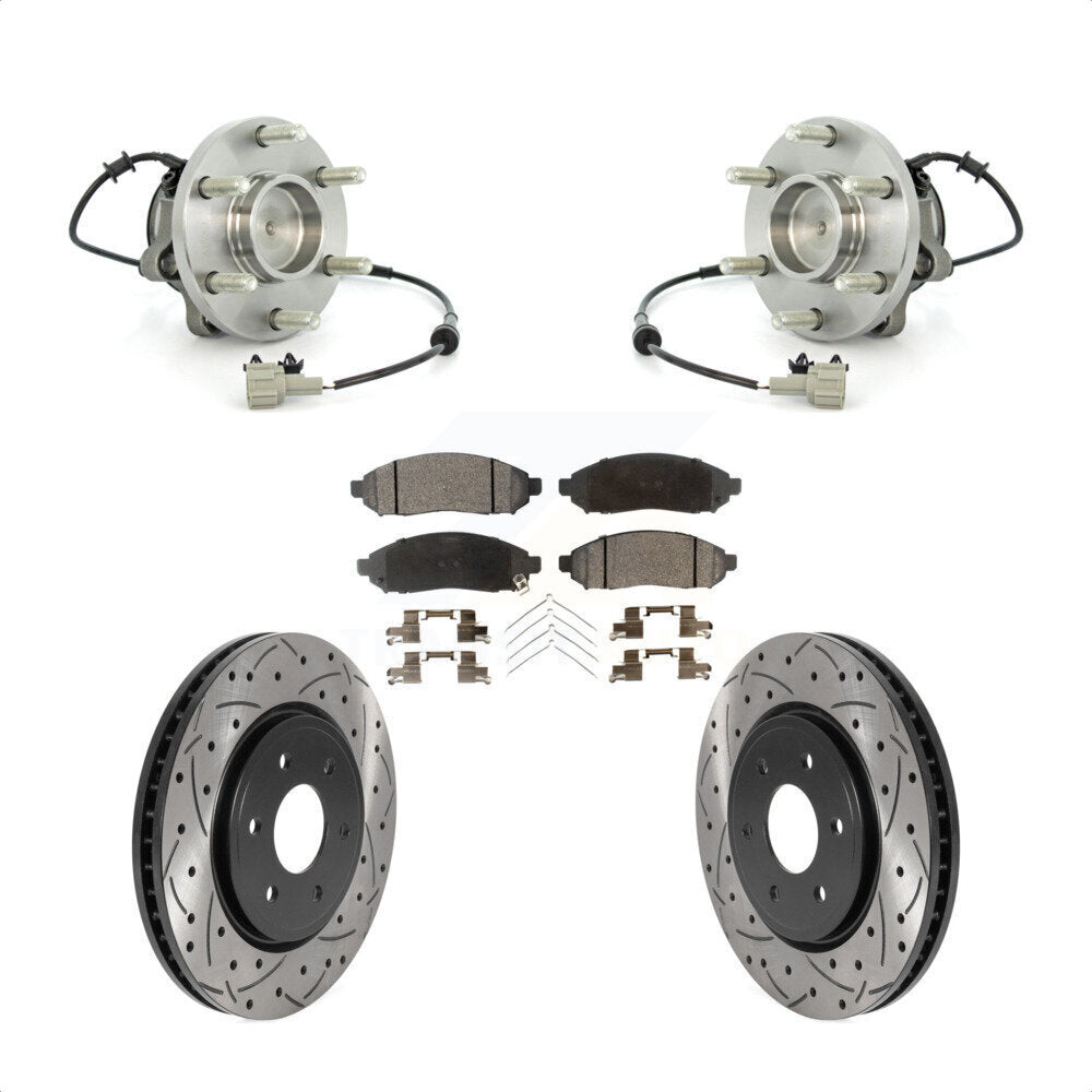 Hub Bearing Drill Slot Brake Rotor Pads Front Kit For Nissan Frontier Pathfinder