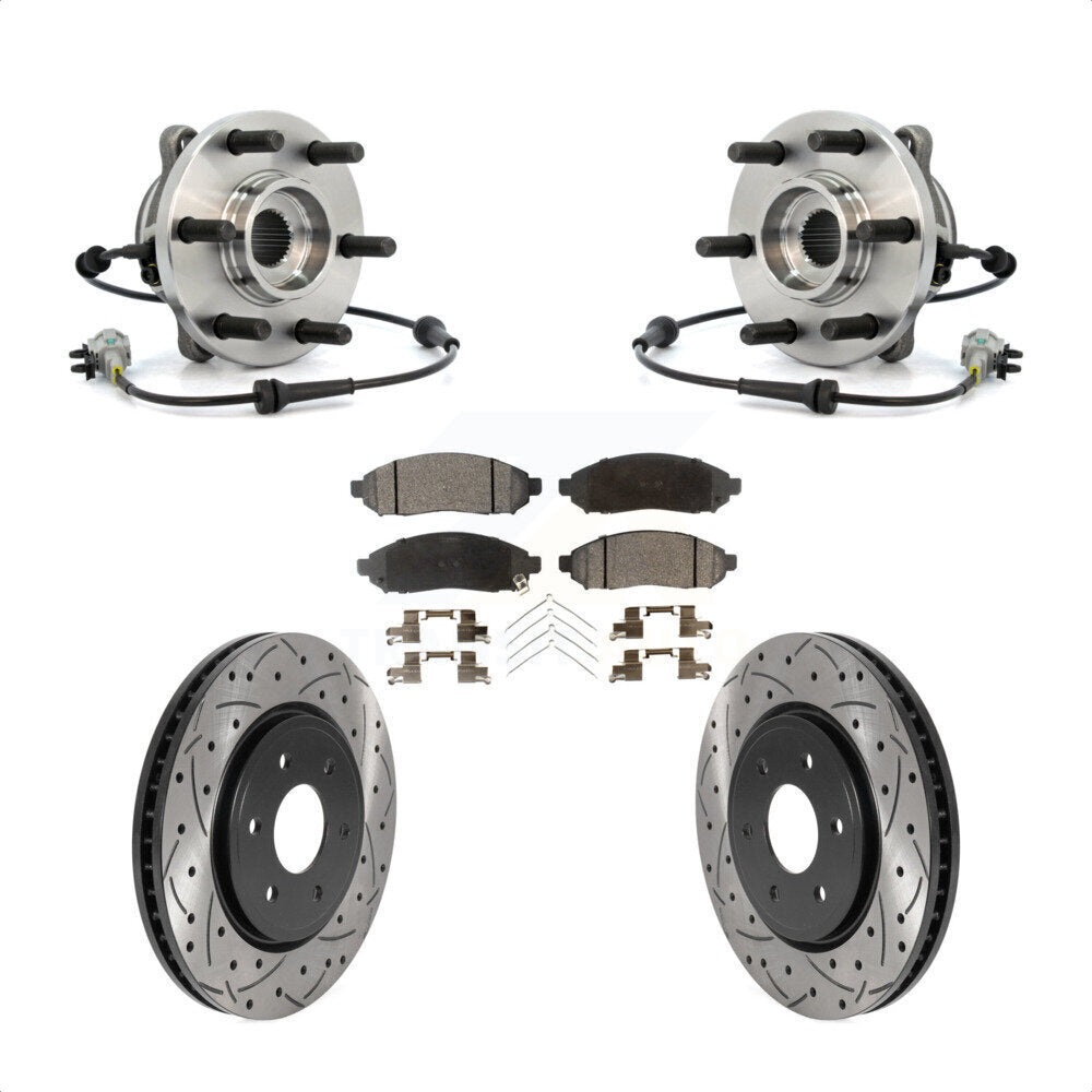 Hub Bearing Drill Slot Brake Rotor Pads Front Kit For Nissan Frontier Pathfinder