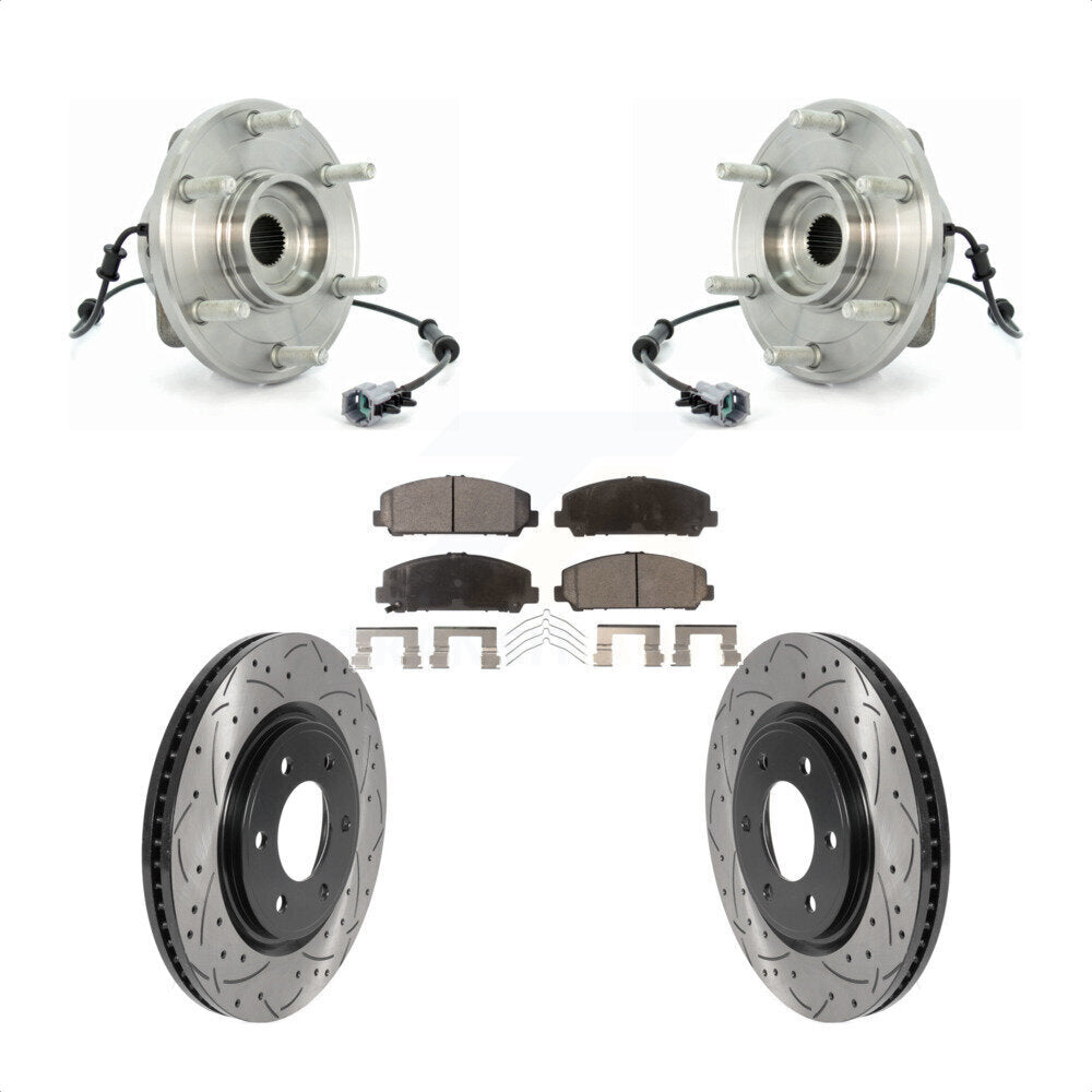 Hub Bearing Drill Slot Brake Rotor Pad Front Kit For 07 INFINITI QX56 From 04