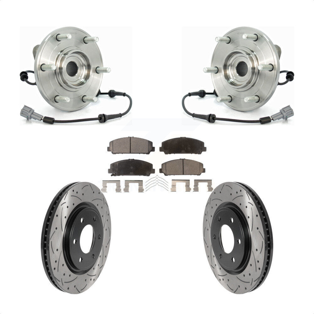 Hub Bearing Drilled Slot Brake Rotor Pads Front Kit For Nissan TITAN Armada QX56