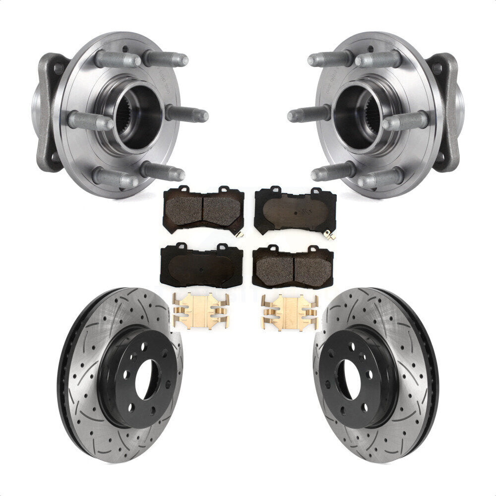 Hub Bearing Drill Slot Brake Rotor Pads Front Kit For Chevrolet Colorado GMC 4WD