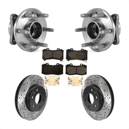 Hub Bearing Drill Slot Brake Rotor Pads Front Kit For Chevrolet Colorado GMC 4WD