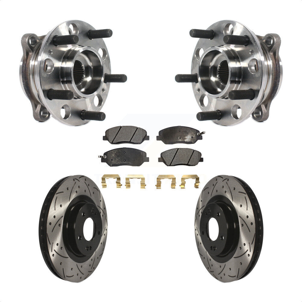 Hub Bearing Drilled Slot Brake Rotor Pads Front Kit For Hyundai Santa Fe XL 3.3L