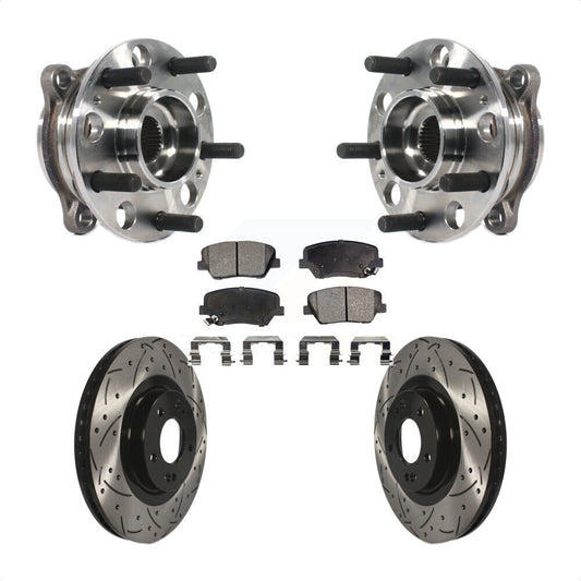 Hub Bearing Coat Drill Slot Brake Rotor Pad Front Kit For Hyundai Santa Fe Sport