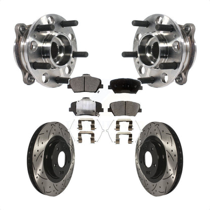 Hub Bearing Drilled Slot Brake Rotor Pad Front Kit For Kia Sorento Hyundai Santa