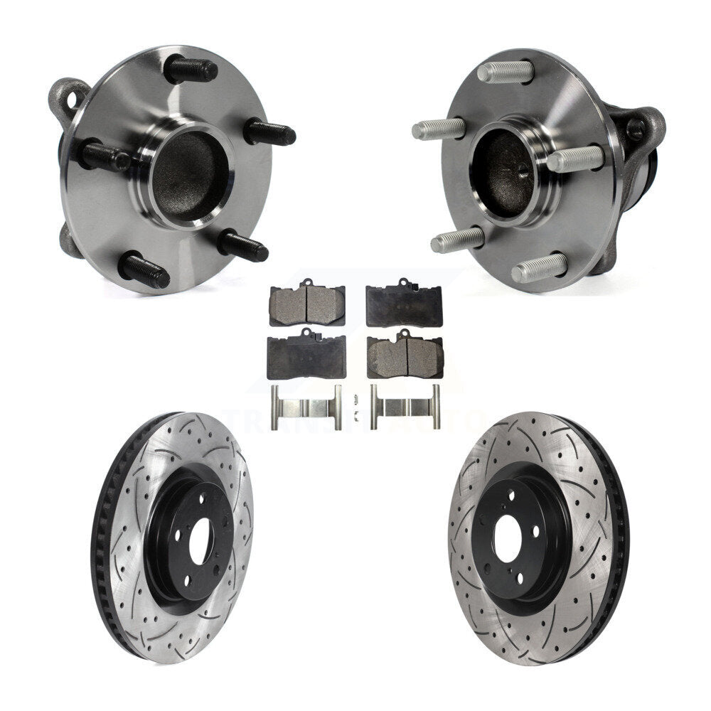 Hub Bearing Drilled Slot Brake Rotor & Pad Front Kit (5Pc) For Lexus IS350 GS350