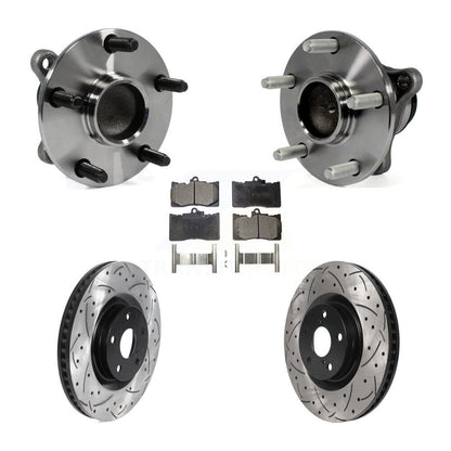 Hub Bearing Drilled Slot Brake Rotor & Pad Front Kit (5Pc) For Lexus IS350 GS350