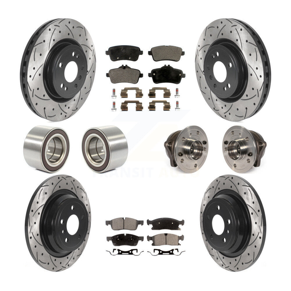 Hub Bearing Coated Brake Rotor Pads Shoe Front Rear Kit (10Pc) For Mercedes-Benz