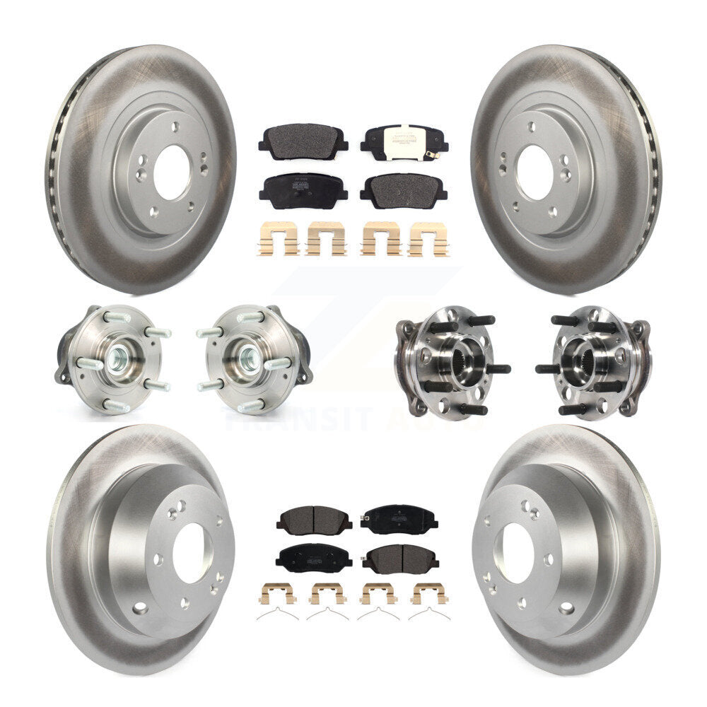 Hub Bearing Coated Brake Rotor Pad Front Rear Kit (10Pc) For Hyundai Santa Fe XL