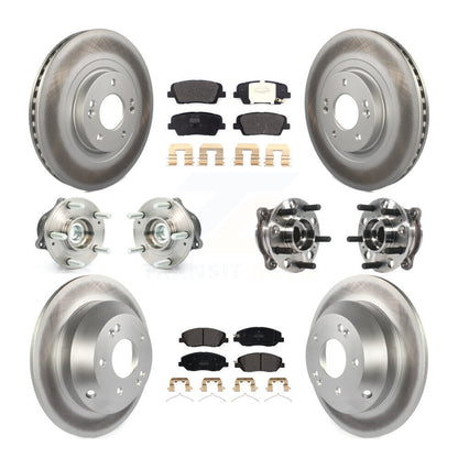 Hub Bearing Coated Brake Rotor Pad Front Rear Kit (10Pc) For Hyundai Santa Fe XL