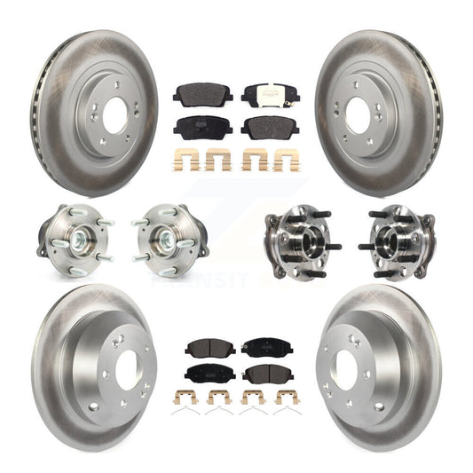 Hub Bearing Coated Brake Rotor Pad Front Rear Kit (10Pc) For Hyundai Santa Fe XL