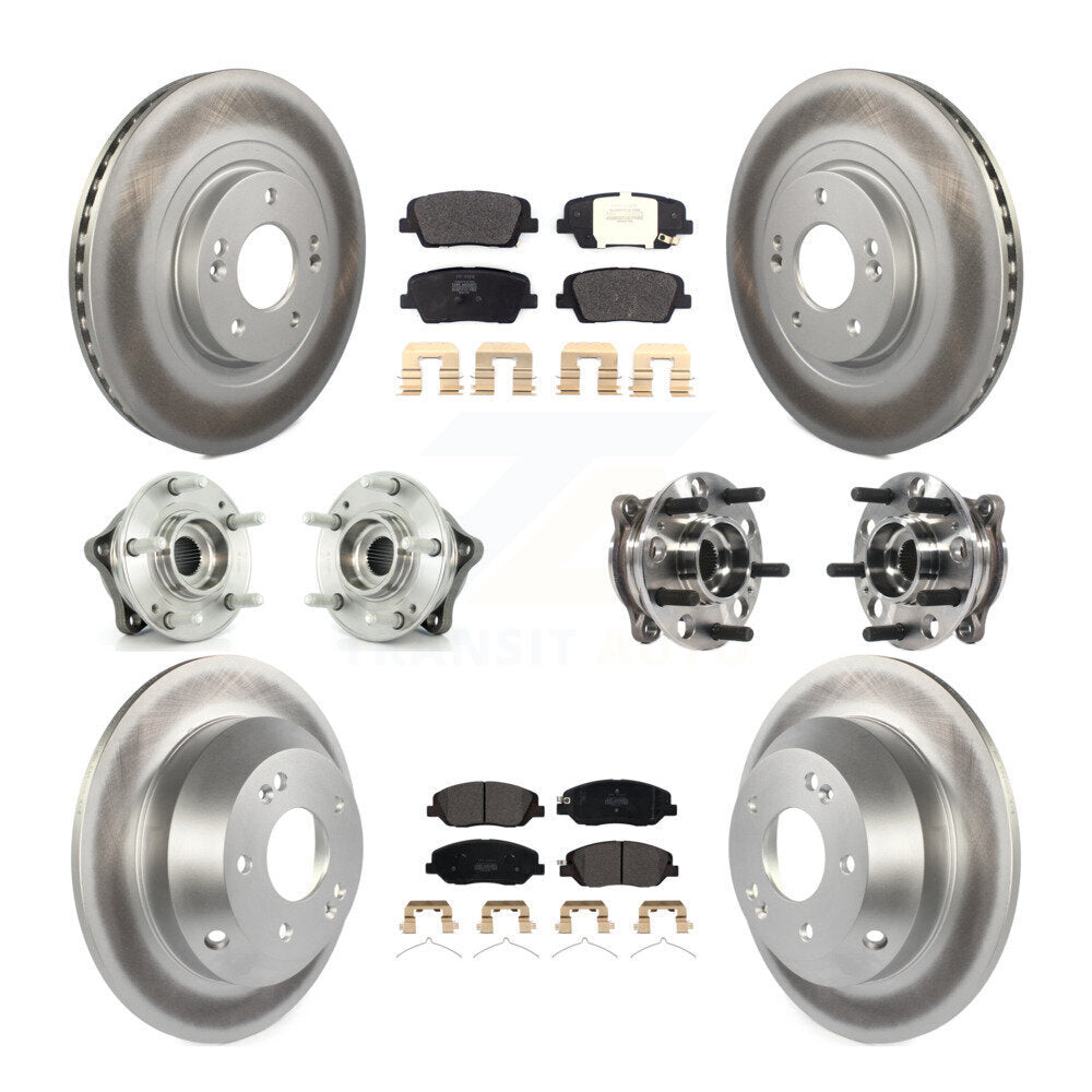 Hub Bearing Coated Brake Rotor Pad Front Rear Kit (10Pc) For Hyundai Santa Fe XL