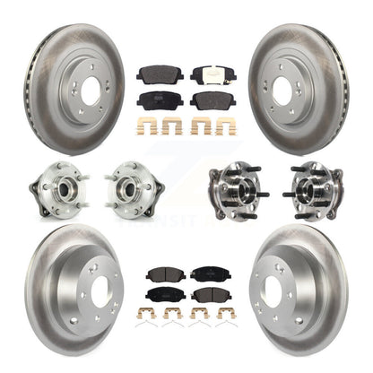 Hub Bearing Coated Brake Rotor Pad Front Rear Kit (10Pc) For Hyundai Santa Fe XL