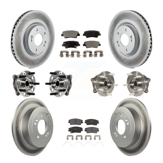 Hub Bearing Coated Disc Brake Rotor & Pad Front Rear Kit (10Pc) For Kia Sportage