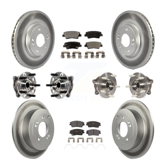 Hub Bearing Coated Brake Rotor Pads Front Rear Kit (10Pc) For Hyundai Tucson Kia