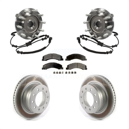 Hub Bearing Assembly Coated Brake Rotor & Pads Front Kit For Ram Dodge 4500 5500