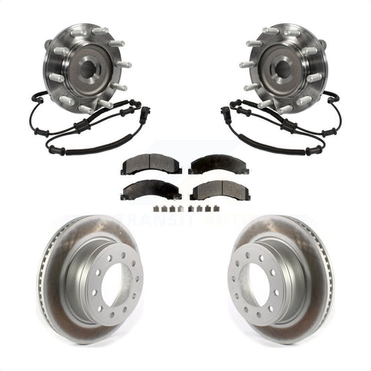 Hub Bearing Assembly Coated Brake Rotor & Pads Front Kit For Ram Dodge 4500 5500