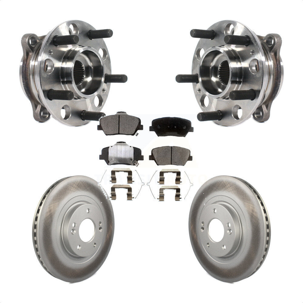Hub Bearing Coated Brake Rotor & Pads Front Kit For Kia Sorento Hyundai Santa Fe