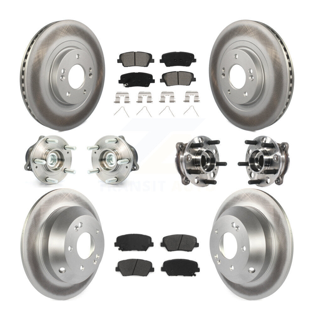 Hub Bearing Coated Brake Rotor Pad Front Rear Kit For Hyundai Santa Fe Sport FWD